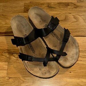 Birkenstock Mayari Thong Black Leather Sandals sz 42